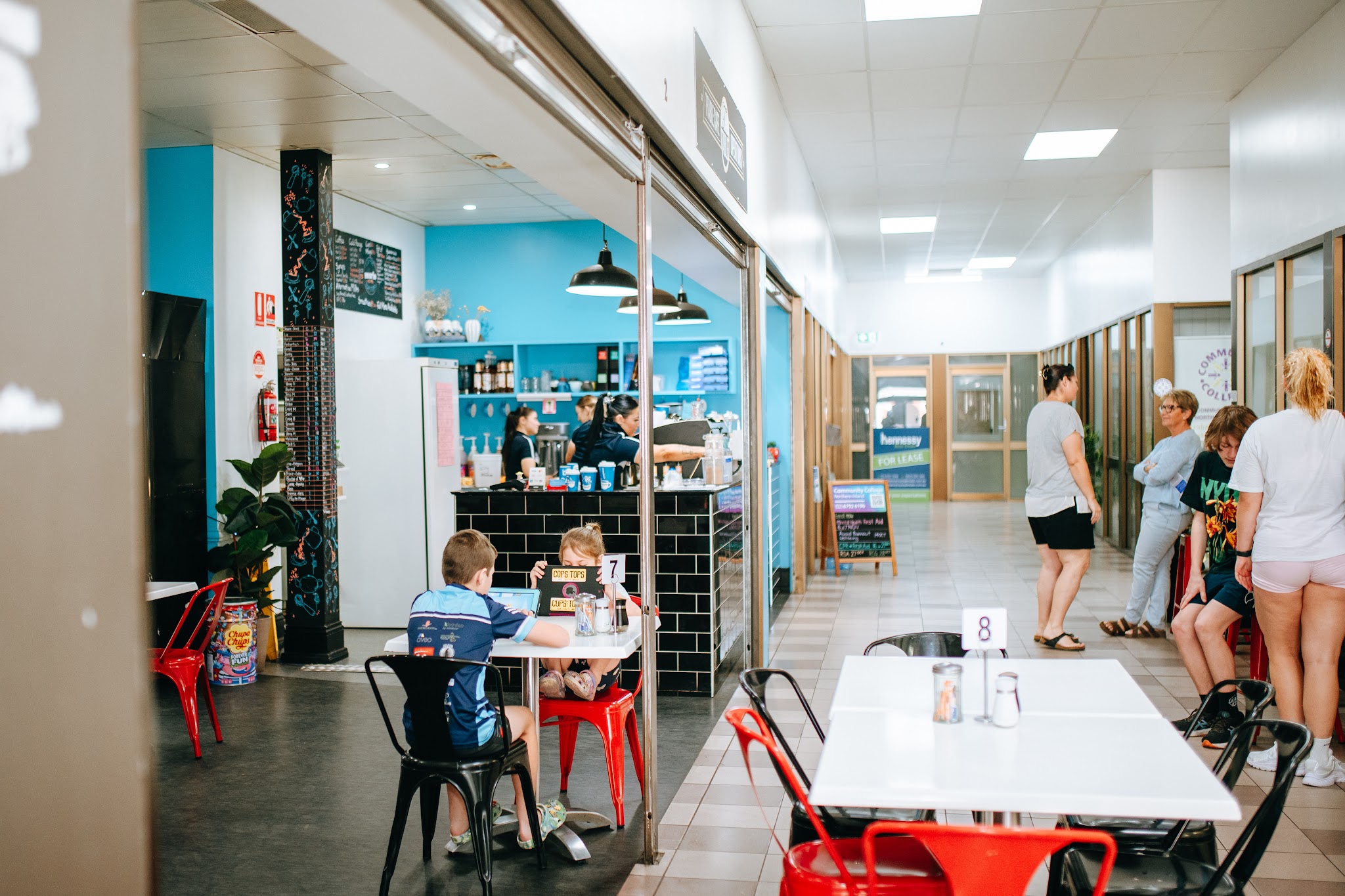 Inside T-Table Cafe, looking down the Narrabri Arcade