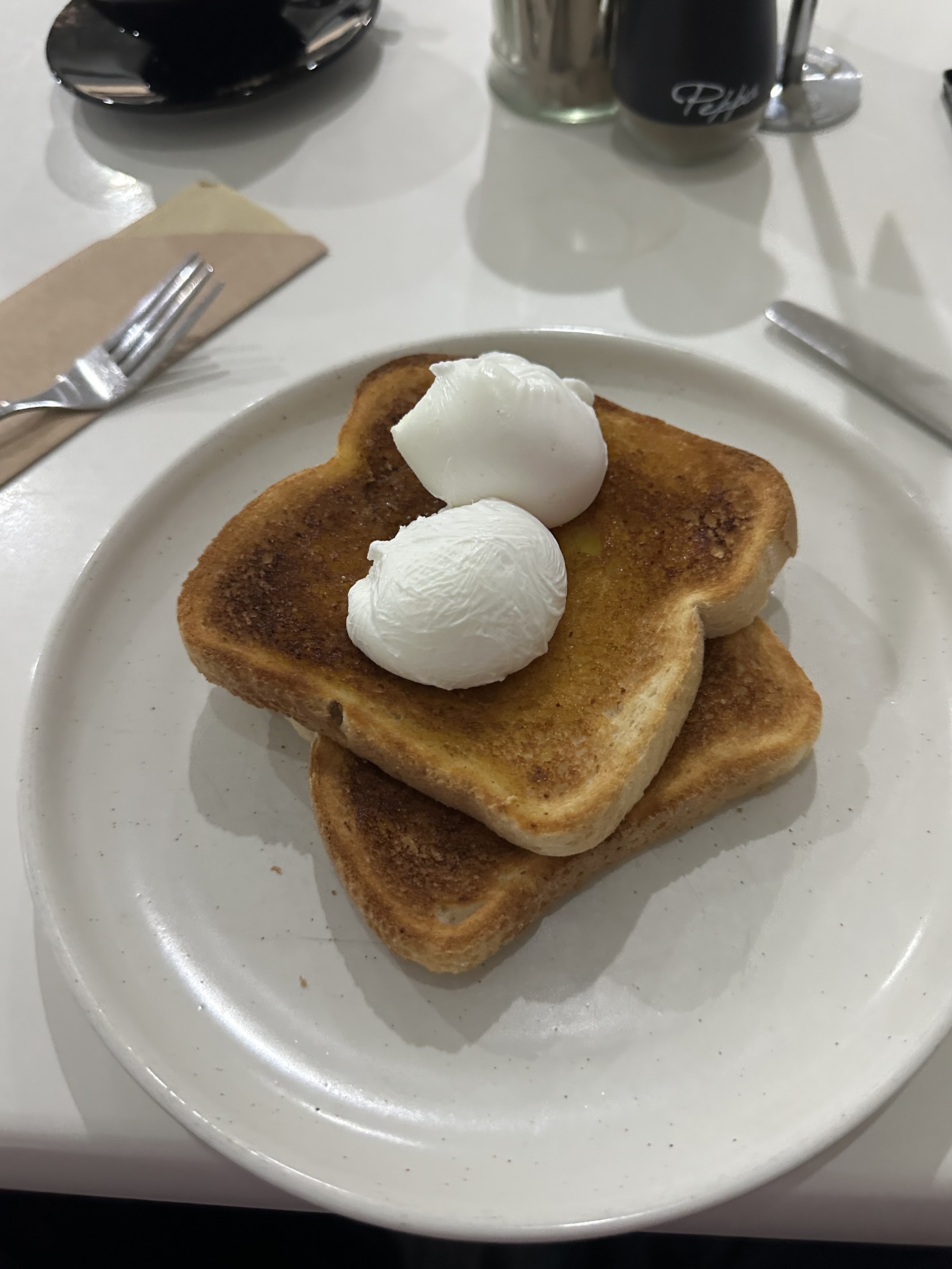 Poached eggs on toast at T-Table Cafe